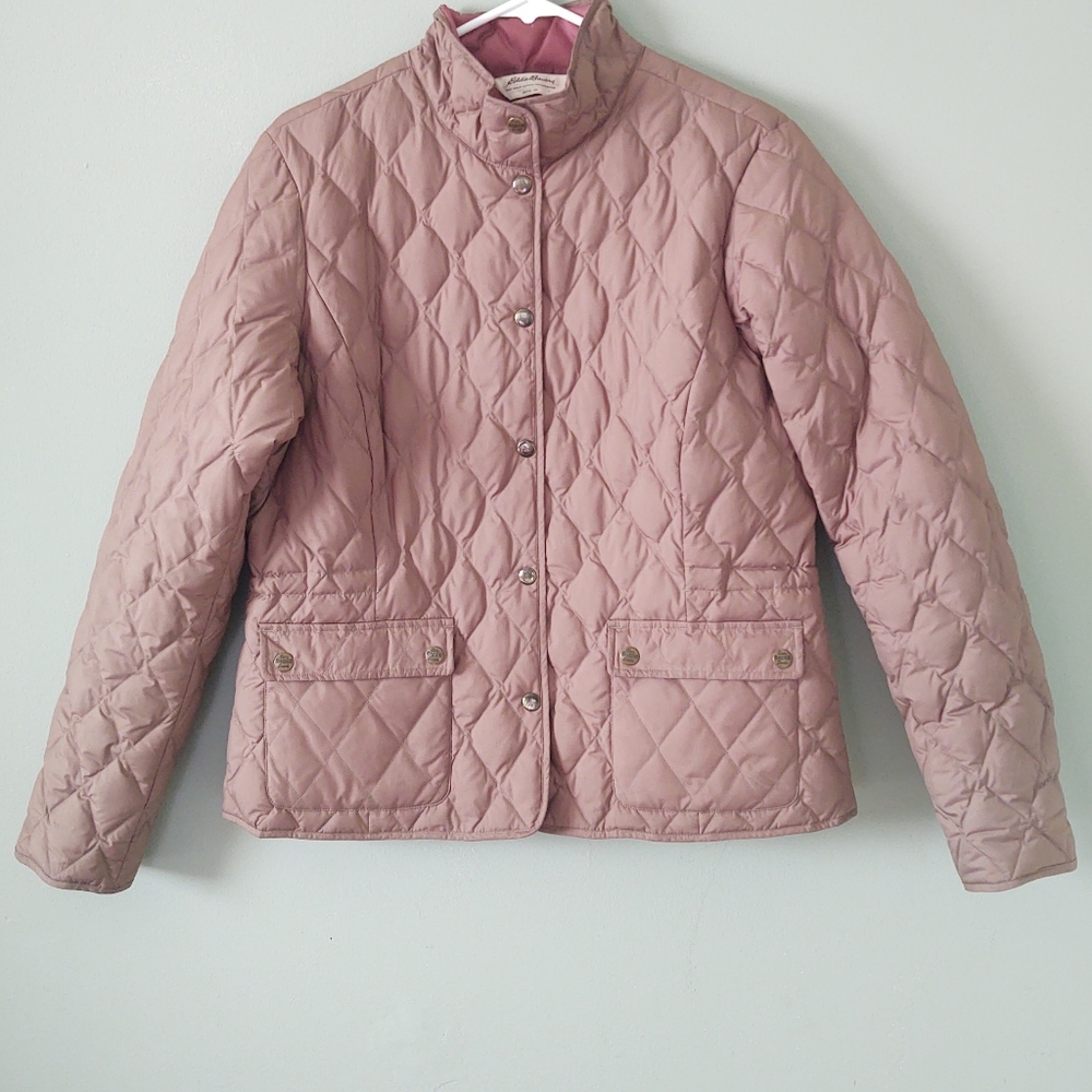 EDDIE BAUER Tan Goose Down Quilted Jacket Size Large